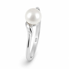 Load image into Gallery viewer, Delicate .925 Sterling Silver White Pearl Solitaire Ring