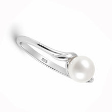 Load image into Gallery viewer, Delicate .925 Sterling Silver White Pearl Solitaire Ring