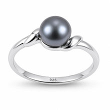 Load image into Gallery viewer, Delicate .925 Sterling Silver Black-Gray Pearl Solitaire Ring