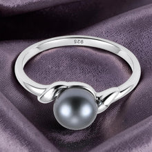 Load image into Gallery viewer, Delicate .925 Sterling Silver Black-Gray Pearl Solitaire Ring