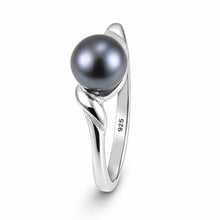 Load image into Gallery viewer, Delicate .925 Sterling Silver Black-Gray Pearl Solitaire Ring