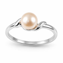 Load image into Gallery viewer, Solid Sterling Silver .925 Pink-Peach Freshwater Cultured Pearl Solitaire Ring