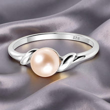 Load image into Gallery viewer, Solid Sterling Silver .925 Pink-Peach Freshwater Cultured Pearl Solitaire Ring