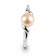 Load image into Gallery viewer, Solid Sterling Silver .925 Pink-Peach Freshwater Cultured Pearl Solitaire Ring