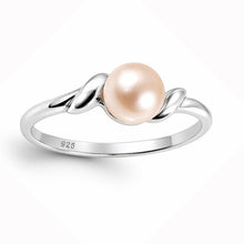 Load image into Gallery viewer, Solid Sterling Silver .925 Pink-Peach Freshwater Cultured Pearl Solitaire Ring
