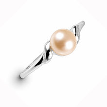 Load image into Gallery viewer, Solid Sterling Silver .925 Pink-Peach Freshwater Cultured Pearl Solitaire Ring