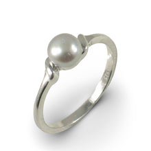 Load image into Gallery viewer, Solid Sterling Silver .925 Silver-Tone Freshwater Cultured Pearl Solitaire Ring