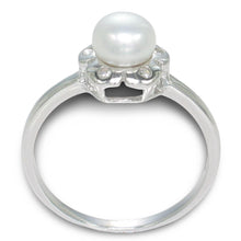 Load image into Gallery viewer, Solid Sterling Silver .925 White Freshwater Cultured Pearl &amp; CZ Accent Ring