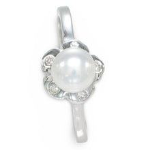 Load image into Gallery viewer, Solid Sterling Silver .925 White Freshwater Cultured Pearl &amp; CZ Accent Ring