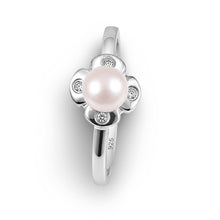 Load image into Gallery viewer, Solid Sterling Silver .925 Pink-Peach Freshwater Cultured Pearl &amp; CZ Accent Ring