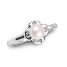 Load image into Gallery viewer, Solid Sterling Silver .925 Pink-Peach Freshwater Cultured Pearl &amp; CZ Accent Ring