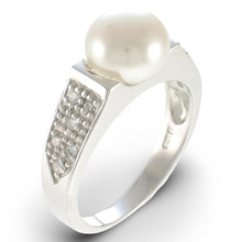 Load image into Gallery viewer, Solid Sterling Silver .925 White Cultured Pearl &amp; CZ Accent Ring