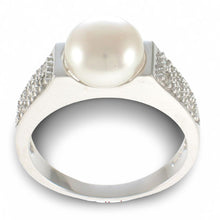 Load image into Gallery viewer, Solid Sterling Silver .925 White Cultured Pearl &amp; CZ Accent Ring