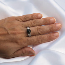 Load image into Gallery viewer, Solid Sterling Silver .925 Black Cultured Pearl &amp; CZ Accent Ring