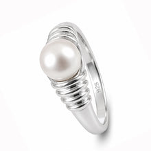 Load image into Gallery viewer, Solid Sterling Silver .925 White Cultured Pearl Solitaire Ring
