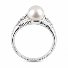 Load image into Gallery viewer, Solid Sterling Silver .925 White Cultured Pearl Solitaire Ring