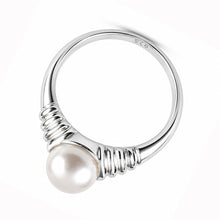 Load image into Gallery viewer, Solid Sterling Silver .925 White Cultured Pearl Solitaire Ring