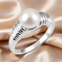 Load image into Gallery viewer, Solid Sterling Silver .925 White Cultured Pearl Solitaire Ring