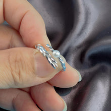 Load image into Gallery viewer, Solid Sterling Silver .925 White Mini Pearl Wheat-Style Adjustable Ring