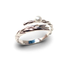 Load image into Gallery viewer, Solid Sterling Silver .925 White Mini Pearl Wheat-Style Adjustable Ring