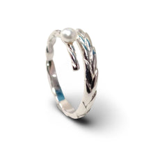 Load image into Gallery viewer, Solid Sterling Silver .925 White Mini Pearl Wheat-Style Adjustable Ring