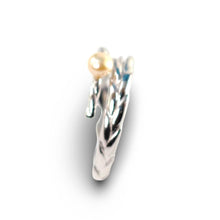 Load image into Gallery viewer, Solid Sterling Silver .925 Peach Freshwater Cultured Pearl Wheat-Style Adjustable Ring
