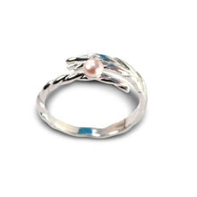 Load image into Gallery viewer, Solid Sterling Silver .925 Pink Freshwater Cultured Pearl Wheat-Style Adjustable Ring
