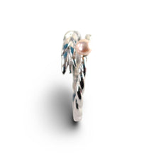 Load image into Gallery viewer, Solid Sterling Silver .925 Pink Freshwater Cultured Pearl Wheat-Style Adjustable Ring