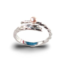 Load image into Gallery viewer, Solid Sterling Silver .925 Pink Freshwater Cultured Pearl Wheat-Style Adjustable Ring