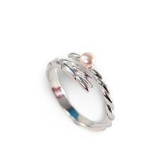 Load image into Gallery viewer, Solid Sterling Silver .925 Pink Freshwater Cultured Pearl Wheat-Style Adjustable Ring