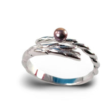 Load image into Gallery viewer, Solid Sterling Silver .925 Eggplant Freshwater Cultured Pearl Wheat-Style Adjustable Ring