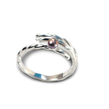 Load image into Gallery viewer, Solid Sterling Silver .925 Eggplant Freshwater Cultured Pearl Wheat-Style Adjustable Ring