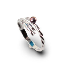 Load image into Gallery viewer, Solid Sterling Silver .925 Eggplant Freshwater Cultured Pearl Wheat-Style Adjustable Ring