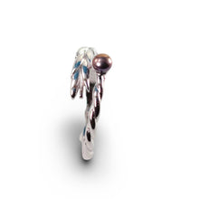 Load image into Gallery viewer, Solid Sterling Silver .925 Eggplant Freshwater Cultured Pearl Wheat-Style Adjustable Ring