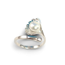Load image into Gallery viewer, Solid Sterling Silver .925 White Freshwater Cultured Pearl Shell-Style Adjustable Ring