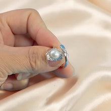 Load image into Gallery viewer, Solid Sterling Silver .925 White Freshwater Cultured Pearl Shell-Style Adjustable Ring