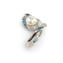 Load image into Gallery viewer, Solid Sterling Silver .925 White Freshwater Cultured Pearl Shell-Style Adjustable Ring