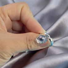 Load image into Gallery viewer, Solid Silver .925 Black-Gray Freshwater Pearl Shell-Style Adjustable Ring