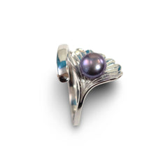 Load image into Gallery viewer, Solid Silver .925 Black-Gray Freshwater Pearl Shell-Style Adjustable Ring