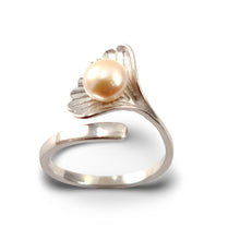 Load image into Gallery viewer, Real Silver .925 Peach Freshwater Cultured Pearl Shell-Style Adjustable Ring