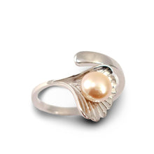 Load image into Gallery viewer, Real Silver .925 Peach Freshwater Cultured Pearl Shell-Style Adjustable Ring