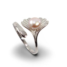 Load image into Gallery viewer, Silver .925 Pink-Lavender Freshwater Cultured Pearl Shell-Style Adjustable Ring