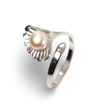 Load image into Gallery viewer, Silver .925 Pink-Lavender Freshwater Cultured Pearl Shell-Style Adjustable Ring