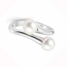 Load image into Gallery viewer, Solid Sterling Silver .925 Twin White Freshwater Cultured Pearl Cocktail Ring