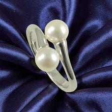 Load image into Gallery viewer, Solid Sterling Silver .925 Twin White Freshwater Cultured Pearl Cocktail Ring