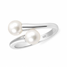 Load image into Gallery viewer, Solid Sterling Silver .925 Twin White Freshwater Cultured Pearl Cocktail Ring