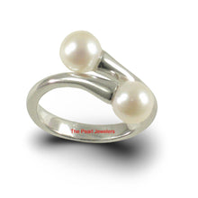 Load image into Gallery viewer, Solid Sterling Silver .925 Twin White Freshwater Cultured Pearl Cocktail Ring