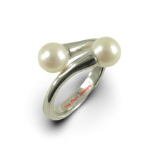 Load image into Gallery viewer, Solid Sterling Silver .925 Twin White Freshwater Cultured Pearl Cocktail Ring