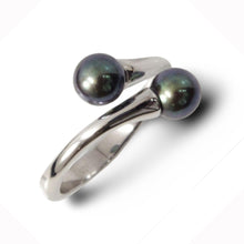 Load image into Gallery viewer, Twin AAA Peacock Freshwater Pearl Cocktail Ring – .925 Sterling Silver
