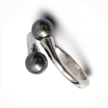 Load image into Gallery viewer, Twin AAA Peacock Freshwater Pearl Cocktail Ring – .925 Sterling Silver